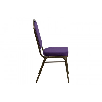 BLNK HERCULES Series Fabric Crown Back Stacking Banquet Chair with Gold Vein Frame - Purple
