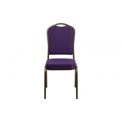BLNK HERCULES Series Fabric Crown Back Stacking Banquet Chair with Gold Vein Frame - Purple