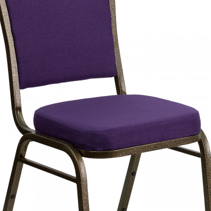BLNK HERCULES Series Fabric Crown Back Stacking Banquet Chair with Gold Vein Frame - Purple