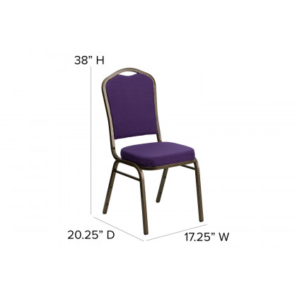 BLNK HERCULES Series Fabric Crown Back Stacking Banquet Chair with Gold Vein Frame - Purple