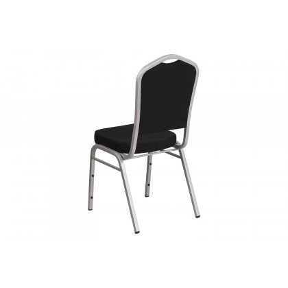 BLNK HERCULES Series Fabric Crown Back Stacking Banquet Chair with Silver Frame - Black