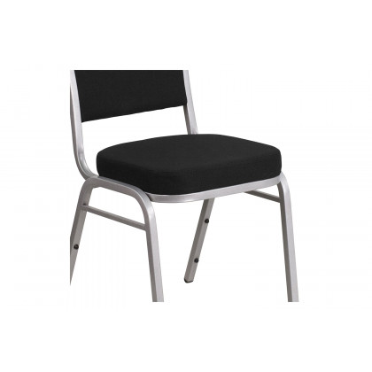 BLNK HERCULES Series Fabric Crown Back Stacking Banquet Chair with Silver Frame - Black