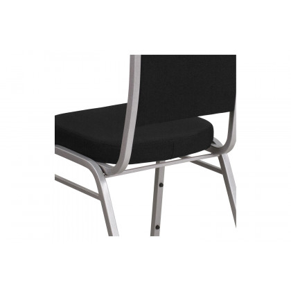 BLNK HERCULES Series Fabric Crown Back Stacking Banquet Chair with Silver Frame - Black