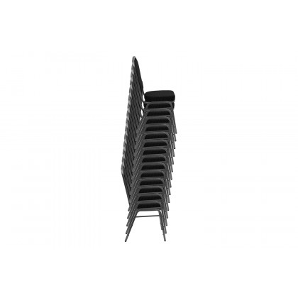 BLNK HERCULES Series Fabric Crown Back Stacking Banquet Chair with Silver Frame - Black