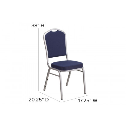 BLNK HERCULES Series Fabric Crown Back Stacking Banquet Chair with Silver Frame - Black
