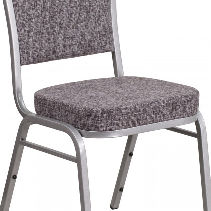 BLNK HERCULES Series Fabric Crown Back Stacking Banquet Chair with Silver Frame - Herringbone