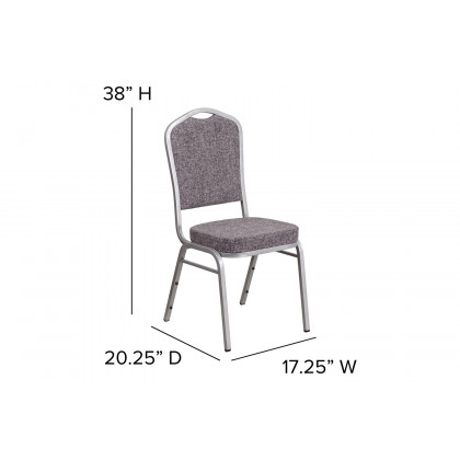 BLNK HERCULES Series Fabric Crown Back Stacking Banquet Chair with Silver Frame - Herringbone
