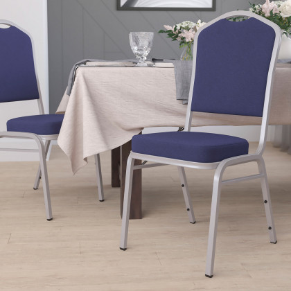 BLNK - HERCULES Series Fabric Crown Back Stacking Banquet Chair with Silver Frame