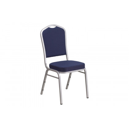 BLNK HERCULES Series Fabric Crown Back Stacking Banquet Chair with Silver Frame - Navy