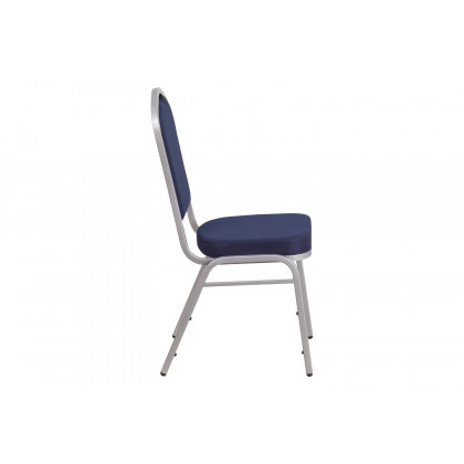 BLNK HERCULES Series Fabric Crown Back Stacking Banquet Chair with Silver Frame - Navy