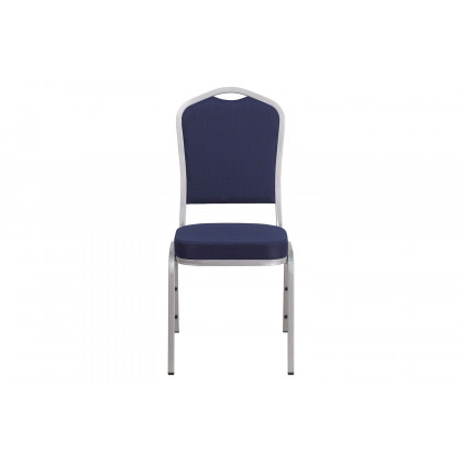 BLNK HERCULES Series Fabric Crown Back Stacking Banquet Chair with Silver Frame - Navy
