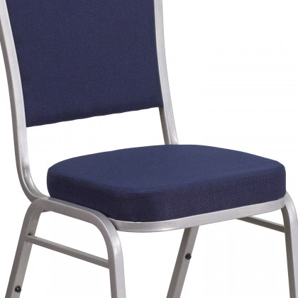 BLNK HERCULES Series Fabric Crown Back Stacking Banquet Chair with Silver Frame - Navy