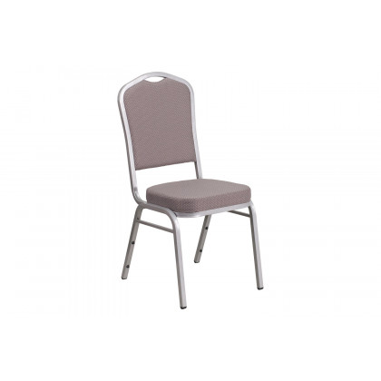 BLNK HERCULES Series Fabric Crown Back Stacking Banquet Chair with Silver Frame - Gray