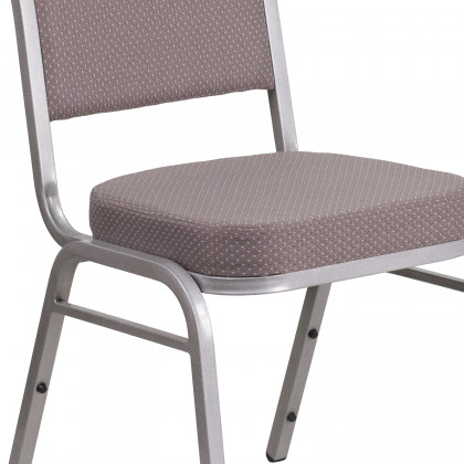 BLNK HERCULES Series Fabric Crown Back Stacking Banquet Chair with Silver Frame - Gray