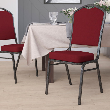 BLNK - HERCULES Series Fabric Crown Back Stacking Banquet Chair with Silver Vein Frame