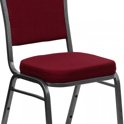 BLNK HERCULES Series Fabric Crown Back Stacking Banquet Chair with Silver Vein Frame - Burgundy