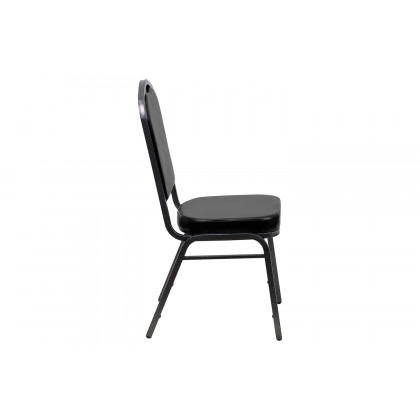 BLNK HERCULES Series Vinyl Crown Back Stacking Banquet Chair with Silver Vein Frame - Black