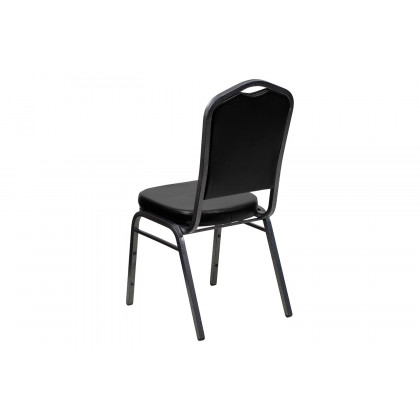 BLNK HERCULES Series Vinyl Crown Back Stacking Banquet Chair with Silver Vein Frame - Black