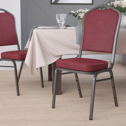 BLNK - HERCULES Series Vinyl Crown Back Stacking Banquet Chair with Silver Vein Frame