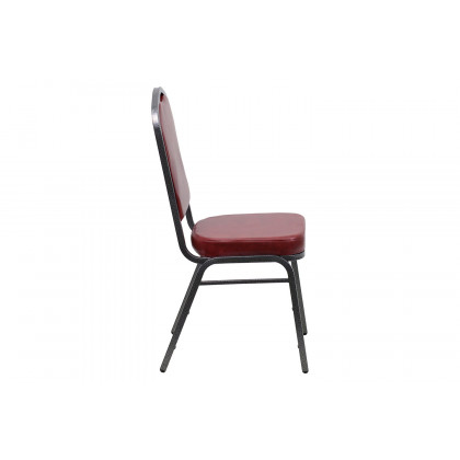 BLNK HERCULES Series Vinyl Crown Back Stacking Banquet Chair with Silver Vein Frame - Burgundy