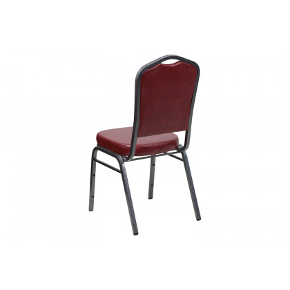 BLNK HERCULES Series Vinyl Crown Back Stacking Banquet Chair with Silver Vein Frame - Burgundy