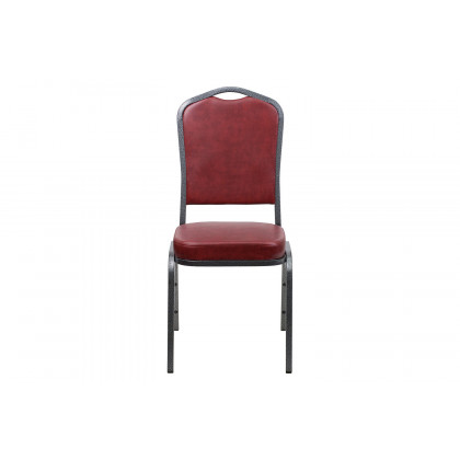 BLNK HERCULES Series Vinyl Crown Back Stacking Banquet Chair with Silver Vein Frame - Burgundy