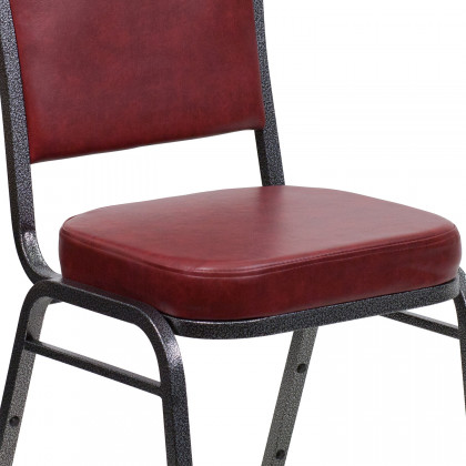BLNK HERCULES Series Vinyl Crown Back Stacking Banquet Chair with Silver Vein Frame - Burgundy