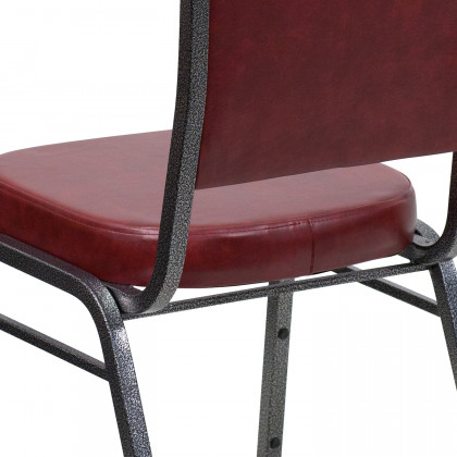 BLNK HERCULES Series Vinyl Crown Back Stacking Banquet Chair with Silver Vein Frame - Burgundy