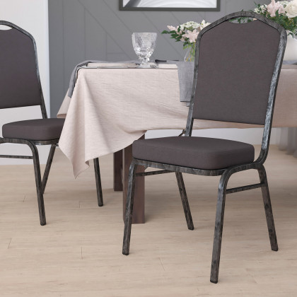 BLNK - HERCULES Series Fabric Crown Back Stacking Banquet Chair with Silver Vein Frame
