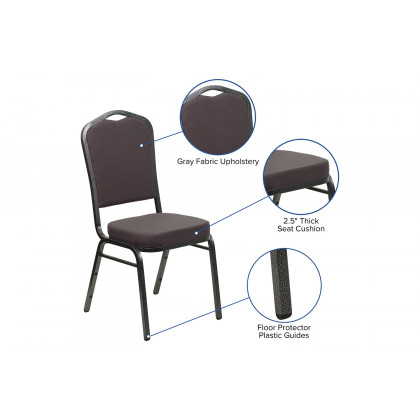 BLNK HERCULES Series Fabric Crown Back Stacking Banquet Chair with Silver Vein Frame - Gray