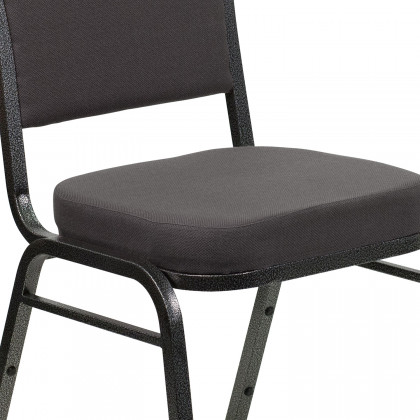 BLNK HERCULES Series Fabric Crown Back Stacking Banquet Chair with Silver Vein Frame - Gray