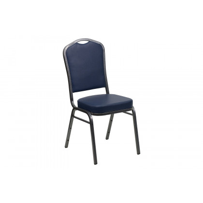 BLNK - HERCULES Series Vinyl Crown Back Stacking Banquet Chair with Silver Vein Frame