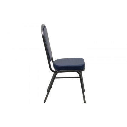 BLNK HERCULES Series Vinyl Crown Back Stacking Banquet Chair with Silver Vein Frame - Navy