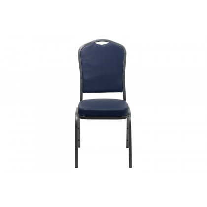 BLNK HERCULES Series Vinyl Crown Back Stacking Banquet Chair with Silver Vein Frame - Navy