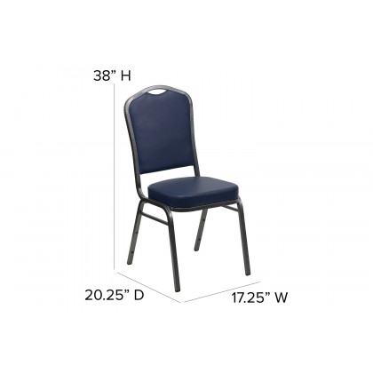 BLNK HERCULES Series Vinyl Crown Back Stacking Banquet Chair with Silver Vein Frame - Navy