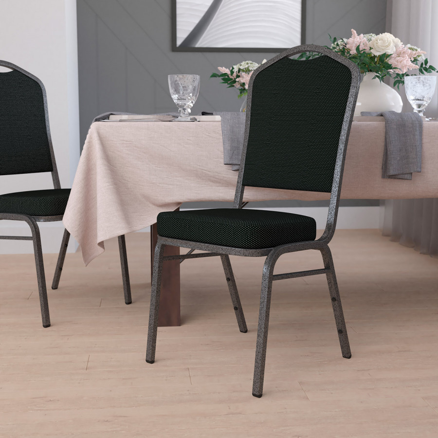 BLNK - HERCULES Series Fabric Crown Back Stacking Banquet Chair with Silver Vein Frame
