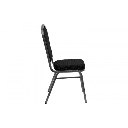 BLNK HERCULES Series Fabric Crown Back Stacking Banquet Chair with Silver Vein Frame - Black Dot Patterned