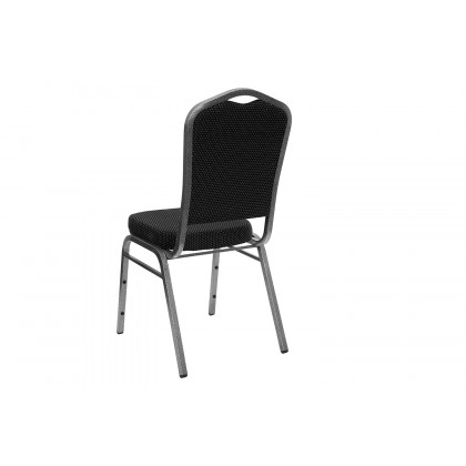 BLNK HERCULES Series Fabric Crown Back Stacking Banquet Chair with Silver Vein Frame - Black Dot Patterned