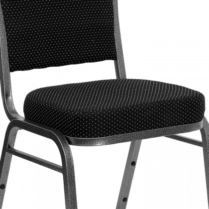 BLNK HERCULES Series Fabric Crown Back Stacking Banquet Chair with Silver Vein Frame - Black Dot Patterned