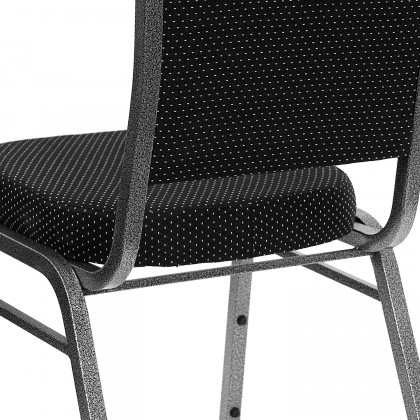 BLNK HERCULES Series Fabric Crown Back Stacking Banquet Chair with Silver Vein Frame - Black Dot Patterned