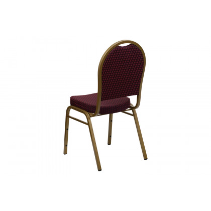 BLNK HERCULES Series Fabric Dome Back Stacking Banquet Chair with Gold Frame - Burgundy Patterned