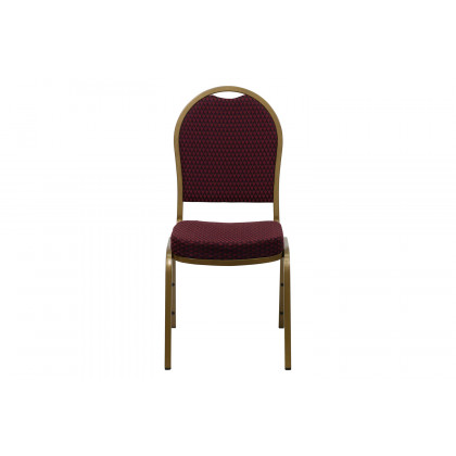 BLNK HERCULES Series Fabric Dome Back Stacking Banquet Chair with Gold Frame - Burgundy Patterned