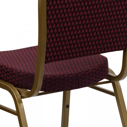 BLNK HERCULES Series Fabric Dome Back Stacking Banquet Chair with Gold Frame - Burgundy Patterned