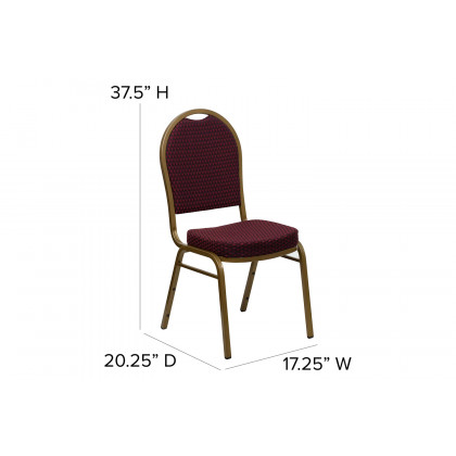 BLNK HERCULES Series Fabric Dome Back Stacking Banquet Chair with Gold Frame - Burgundy Patterned