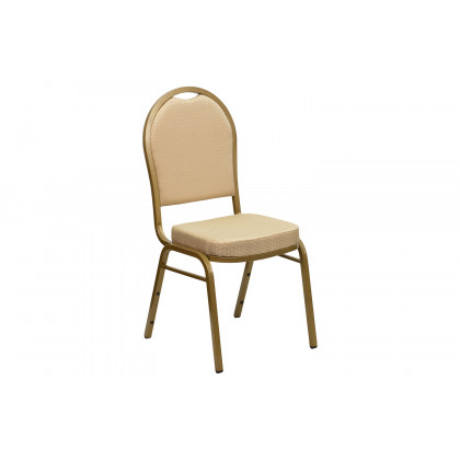 BLNK HERCULES Series Fabric Dome Back Stacking Banquet Chair with Gold Frame - Beige Patterned