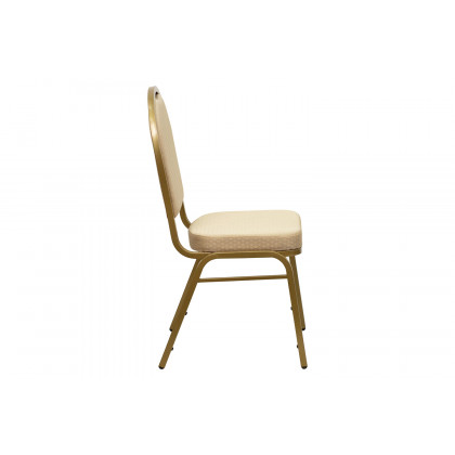 BLNK HERCULES Series Fabric Dome Back Stacking Banquet Chair with Gold Frame - Beige Patterned