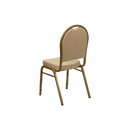 BLNK HERCULES Series Fabric Dome Back Stacking Banquet Chair with Gold Frame - Beige Patterned