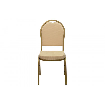 BLNK HERCULES Series Fabric Dome Back Stacking Banquet Chair with Gold Frame - Beige Patterned