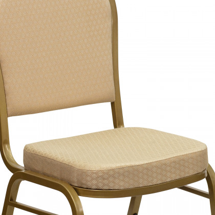 BLNK HERCULES Series Fabric Dome Back Stacking Banquet Chair with Gold Frame - Beige Patterned