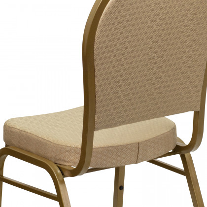 BLNK HERCULES Series Fabric Dome Back Stacking Banquet Chair with Gold Frame - Beige Patterned